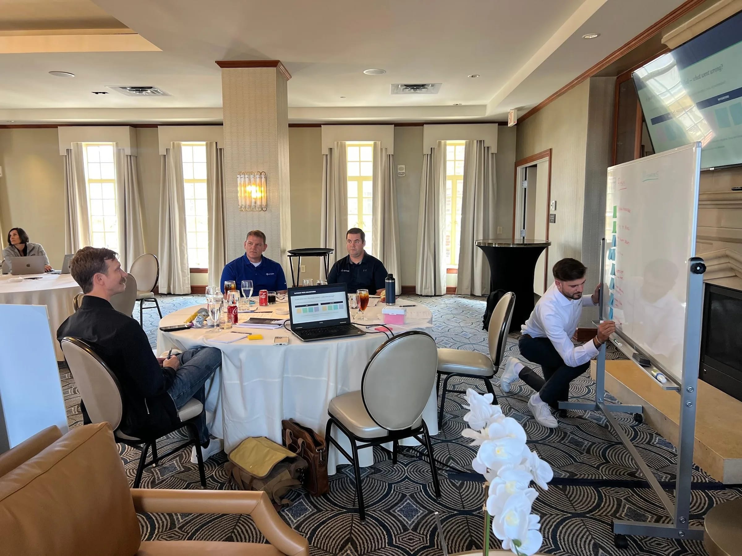 Mapping the session on a whiteboard during the Cross Precision Measurement Touchstone workshop